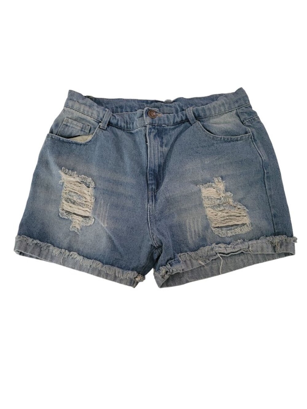 Fashion Jean Shorts Womens Size Small Mid Rise Light Wash Ripped Denim Booty